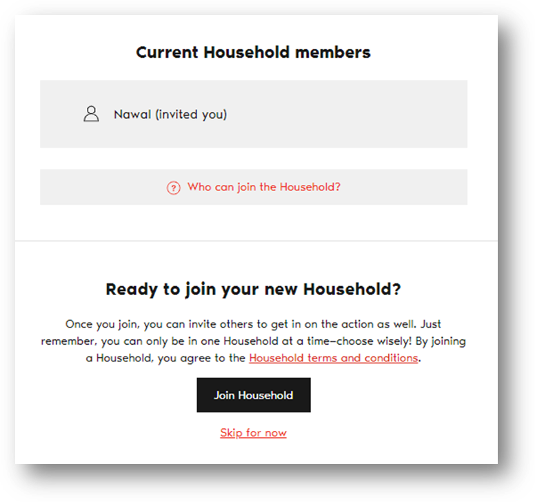 How to Accept a Household Invite