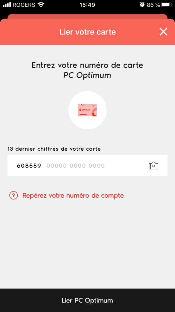 Ajout d une carte dans l application pc optimum