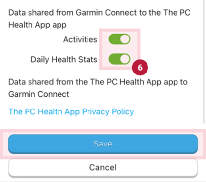 Connect garmin discount to health app